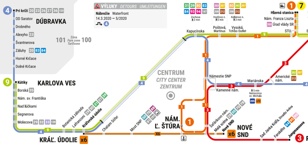 The public city transport as of March 14.