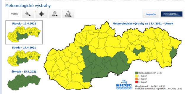 SHMÚ issued some other warnings against snow, snowdrifts and wind in the mountains.