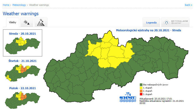 The weather warnings against strong wind.