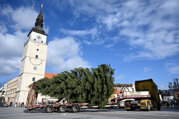 Tohtoročný vianočný stromček bol doručený na Trojičné námestie (námestie) v Trnave dňa 18.11.2021. 