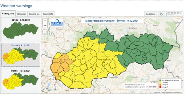 Weather warnings for December 9 and 10.