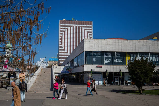 Kamenné Square and Hotel Kyjev in Bratislava.