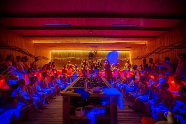 A sauna ritual in Bešeňová.