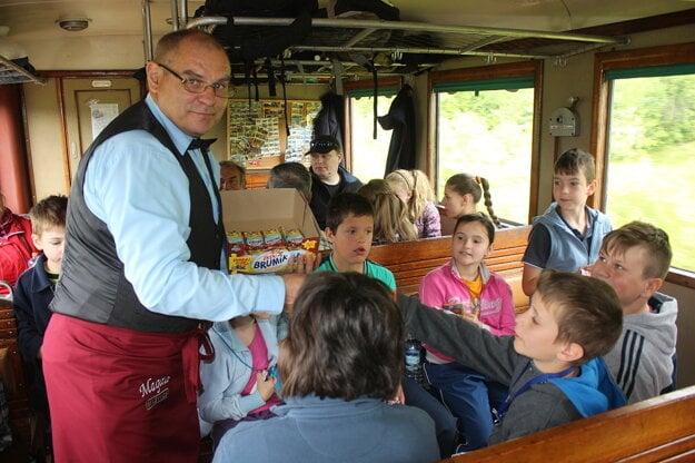 Inside the historical train.