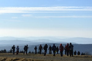 On New Year’s Eve, Czech and Slovak hikers meet at the Veľká Javorina peak on the border of the two states, to celebrate the Czecho-Slovak friendship. This photo shows a gathering in 2017. 