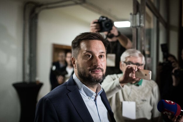 Matúš Vallo during election night.