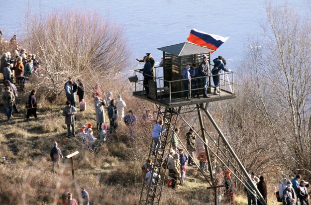 About 50,000 attended the march from Bratislava to Hainburg in Austria, a symbolic end of the Iron Curtain,on Dec 10.