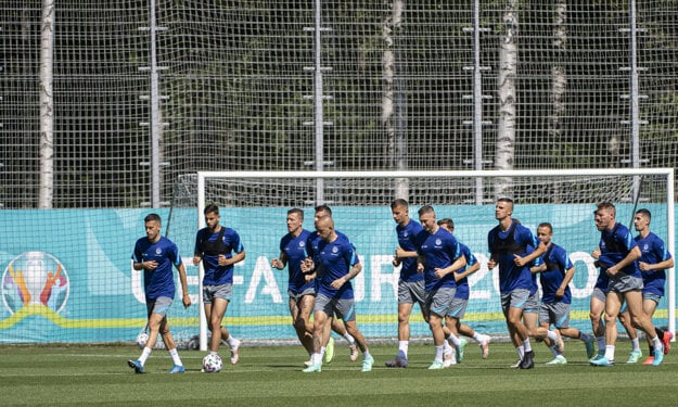 Slovak football representatives during training in St. Petersburg, where Slovaks will play the first two matches of the European Championship.