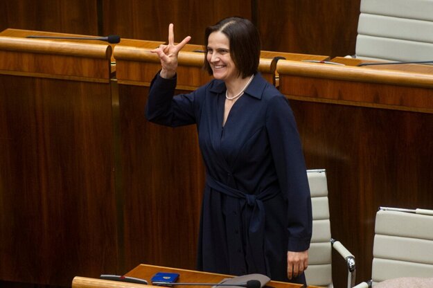 Justice Minister Mária Kolíková during the vote on the new map of Slovak courts on April 27, 2022.