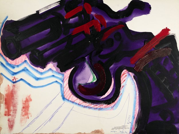 STANISLAV FILKO: Slovak Scheherazade IX, Pistol III (1978), acrylic and ink on paper, 56 by 76.5cm