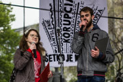Organisers of the first student protest, Karolína Farská and Dávid Straka.