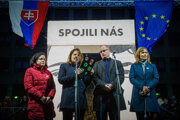 l-r: Head of Let's Stop Corruption Foundation Zuzana Petková, journalist Monika Tódová, journalist Adam Valček, and Xénia Makarová of the Let's Stop Corruption Foundation