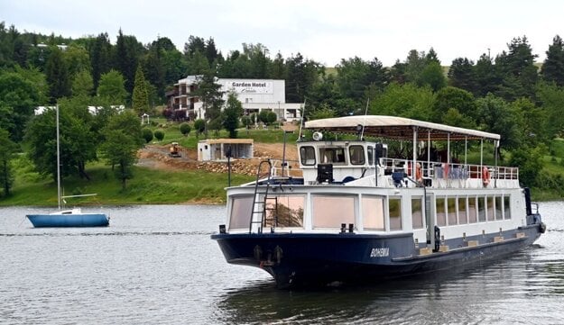 The Bohemia ship launches on the Domaša water dam in Kvakovce on June 15, 2020