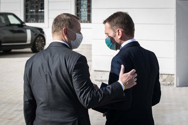 Boris Kollár and Igor Matovič during the coalition talks in March 2020.