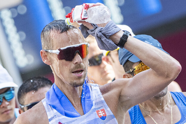 Matej Tóth competing in the 50km race during the Olympics in Sapporo.