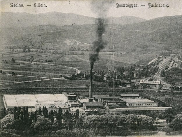 Súkenka, a cloth processing plant in Žilina, and its park in 1904.