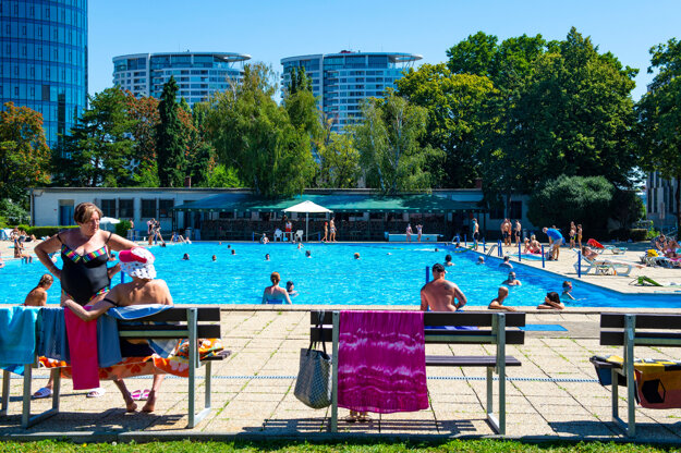 The Tehelné Pole outdoor swimming pool in Bratislava.