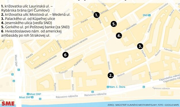 Entry points into the central zone on Hviezdoslavovo Square in Bratislava New Year's Eve festivities