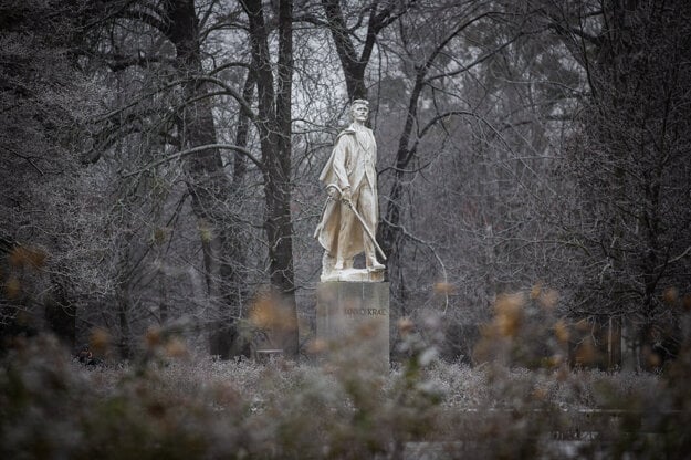 Sculpture of poet Janko Kráľ after whom the Sad Janka Kráľa park is named.