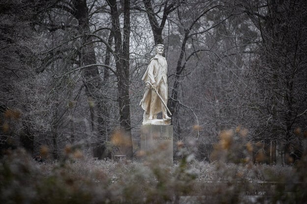 Sculpture of poet Janko Kráľ after whom the Sad Janka Kráľa park is named. 