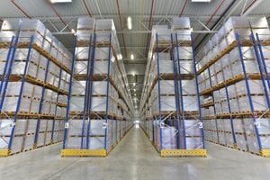 Interior of the warehouse in P3 park in Bruck an der Leitha.