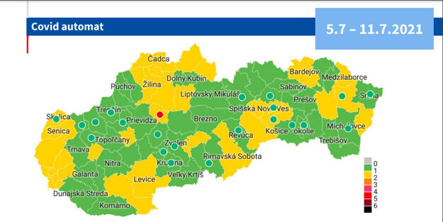 The map of districts after July 5, 2021.