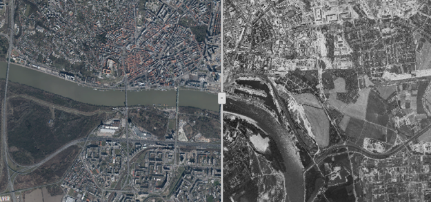 A new map application compares present-day Bratislava with old Bratislava.