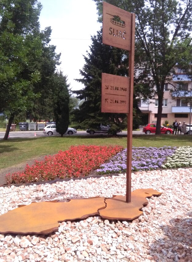 A monument marks the departure of the Soviet Army from Sliač, central Slovakia.