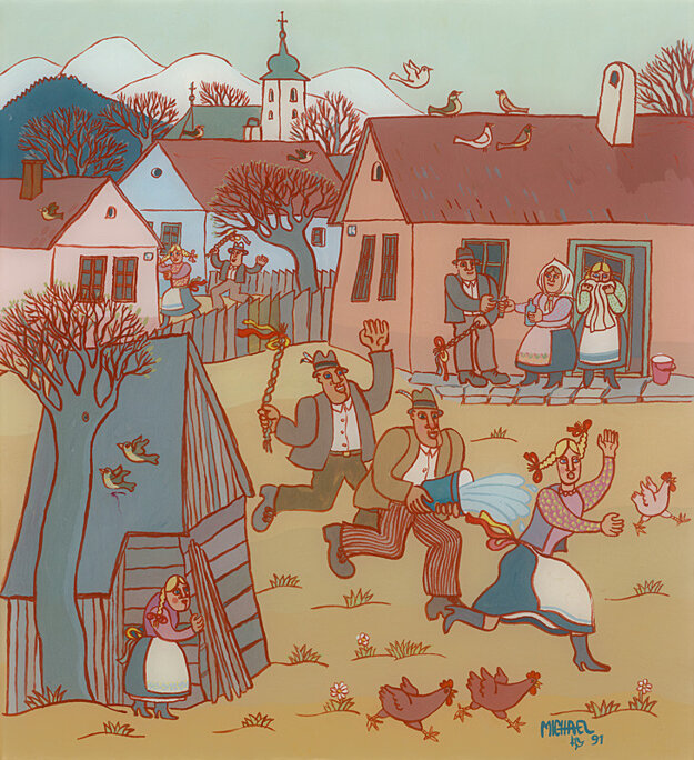 Artist Michal Škrovina painted the