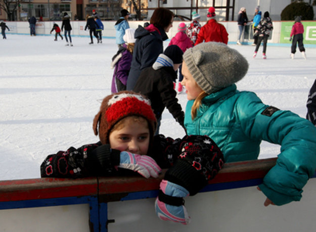 Artificial ice-rink, illutsrative stock photo.