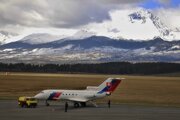 The airport in Poprad below the High Tatras.