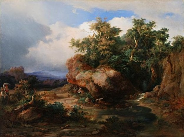 Karol Vandrák: Romantic landscape with figuration, 1840 – 1850. SNG Bratislava 