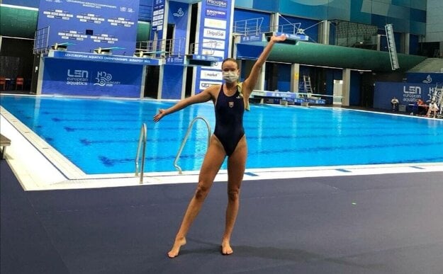 Zora Opalka poses by a pool at this year’s European Aquatics Championships, which took place in Hungary in mid-May.