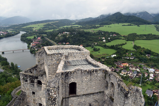 A view from Strečno Castle. The castle was built on a rock by the Váh river to protect the border it shared with another region. 