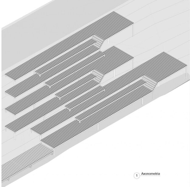 The design of the stairs to be built at the fourth pond at Železná Studienka