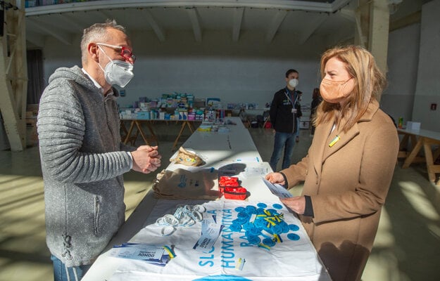 The map contains points of help for fleeing Ukrainians across Slovakia.