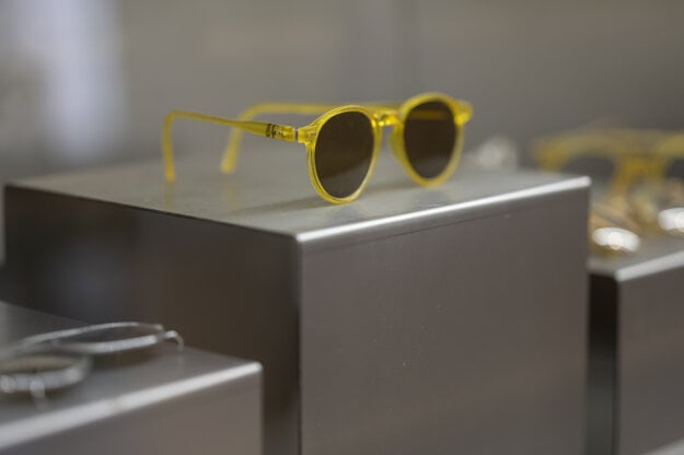 A pair of sunglasses from 1950 is exhibited at a Bratislava gallery until late September.