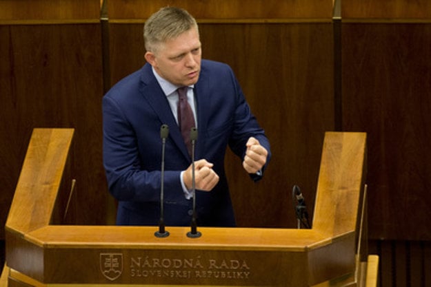 PM Fico during the no-confidence parliamentary session.