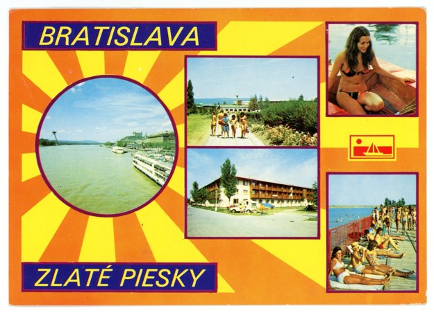 A historical postcard from Zlaté Piesky