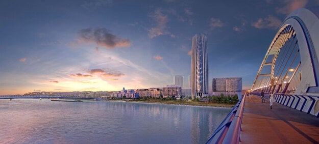 A visualisation of the Eurovea 2 project, including Slovakia's first skyscraper, Eurovea Tower