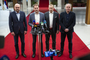 Richard Sulík (SaS), Igor Matovič (OĽaNO), Boris Kollár (Sme Rodina) and Andrej Kiska (Za Ľudí), from left.