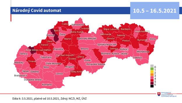 Mapa štvrtí po 10. máji 2021