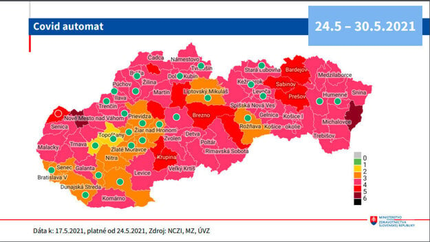 The map of districts from May 24, 2021.