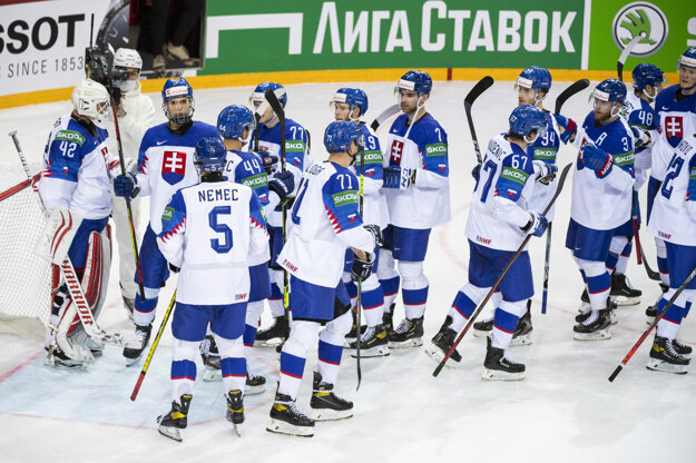 Slovākija uzvarēja savā pirmajā hokeja spēlē 2021. gada IIHF pasaules čempionātā Rīgā, Latvijā, 2021. gada 21. maijā.