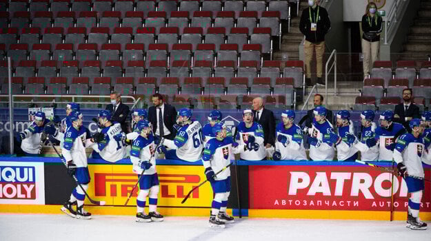 Slovak ice hockey team during their last match at the World Ice-Hockey Championship in Latvia in 2021.