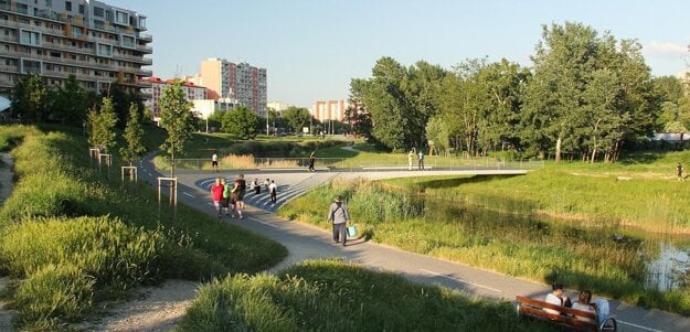 One of the winning designs for a bridge over the Danube's branch in Petržalka, Bratislava.