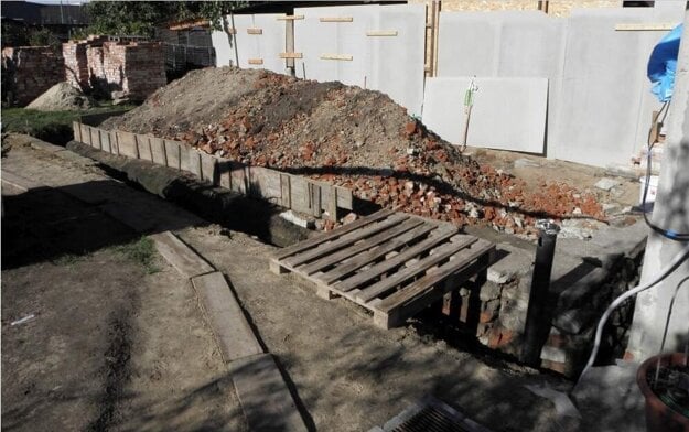 The area in the town of Gbely where two female skeletons were uncovered.