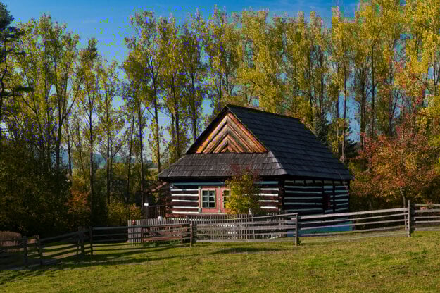 A wooden house in the open-air museum next to Stará Ľubovňa Castle, eastern Slovakia.