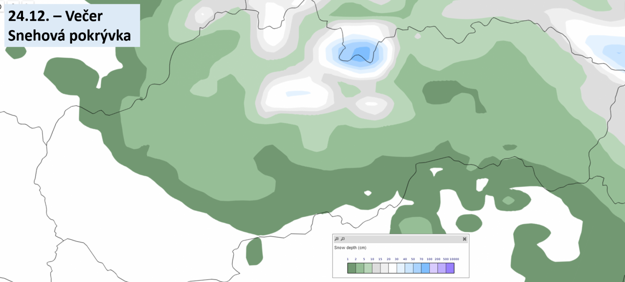 How much snow there will be in Slovakia in the evening hours of December 24.