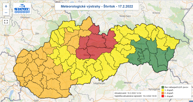 Weather warning for February 17, 2022.